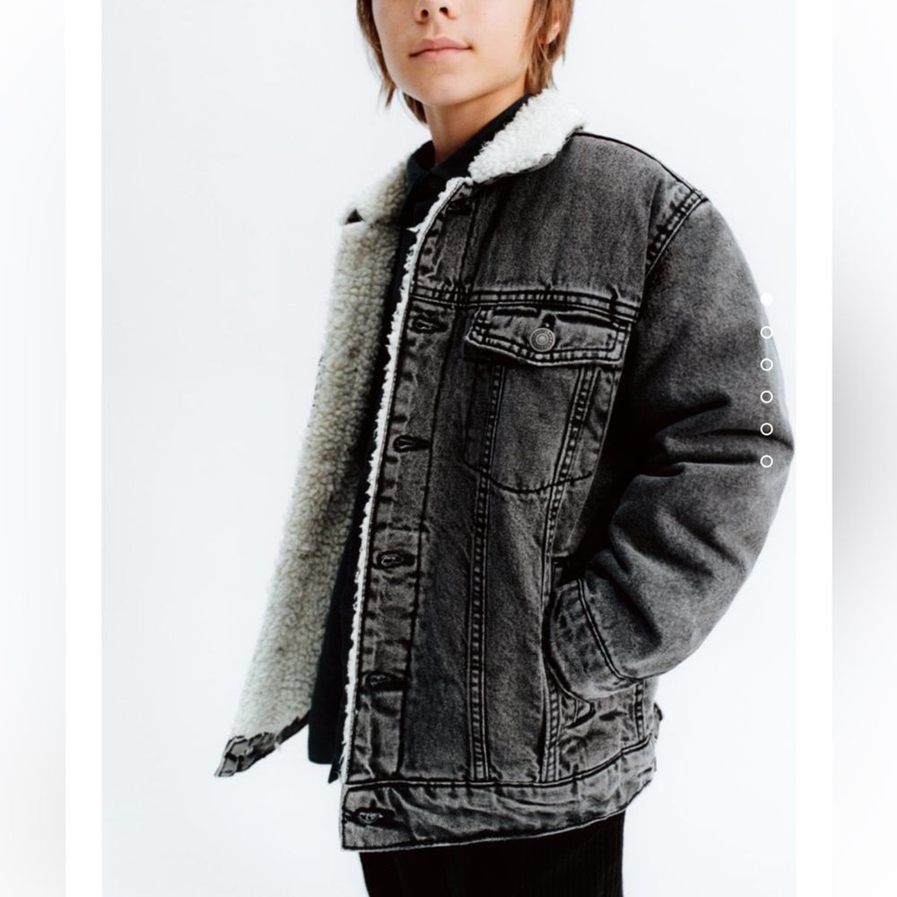 NWOT Zara Kids/Boys Fleece Trim Denim Jacket Size 13-14 Y - Picture 1 of 6